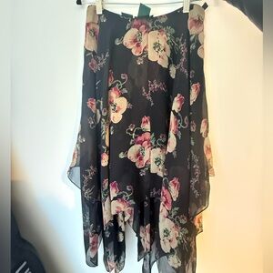 Lauren Ralph Lauren vintage silk handkerchief hem floral Skirt M